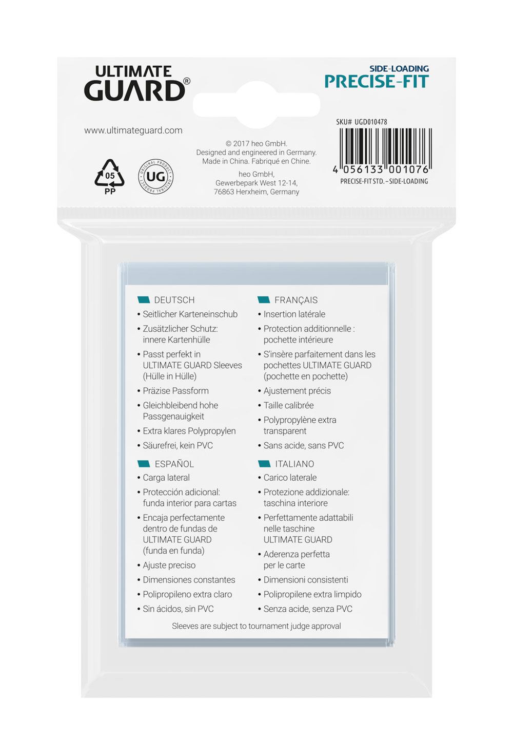 Ultimate Guard Precise-Fit Sleeves Standard Size (100) - Side-Loading Image 3