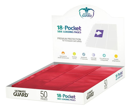 Ultimate Guard 18-Pocket Pages Side-Loading (50) - Red Image 1