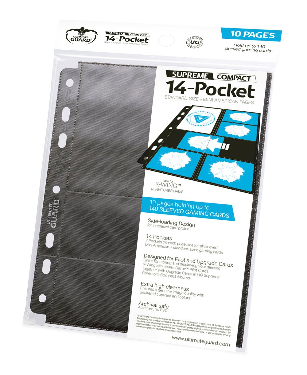 Ultimate Guard 14-Pocket Supreme Compact Pages Standard + Mini American (10) - Black Image 1