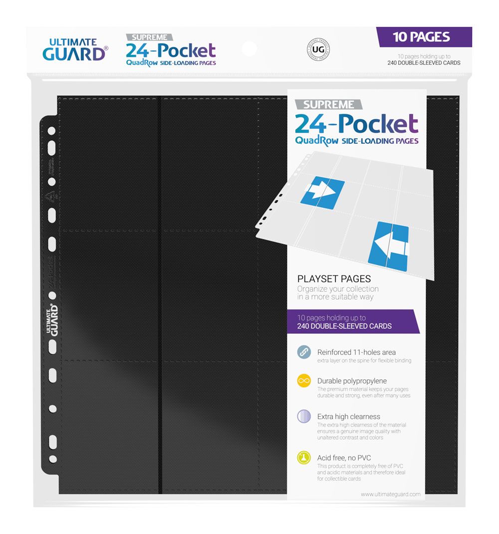 Ultimate Guard 24-Pocket QuadRow Pages Side-Loading (10) - Black Image 1