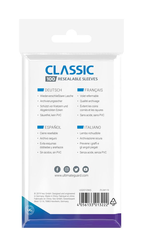 Ultimate Guard Classic Sleeves wiederverschließbar Standardgröße Transparent (100) Image 3