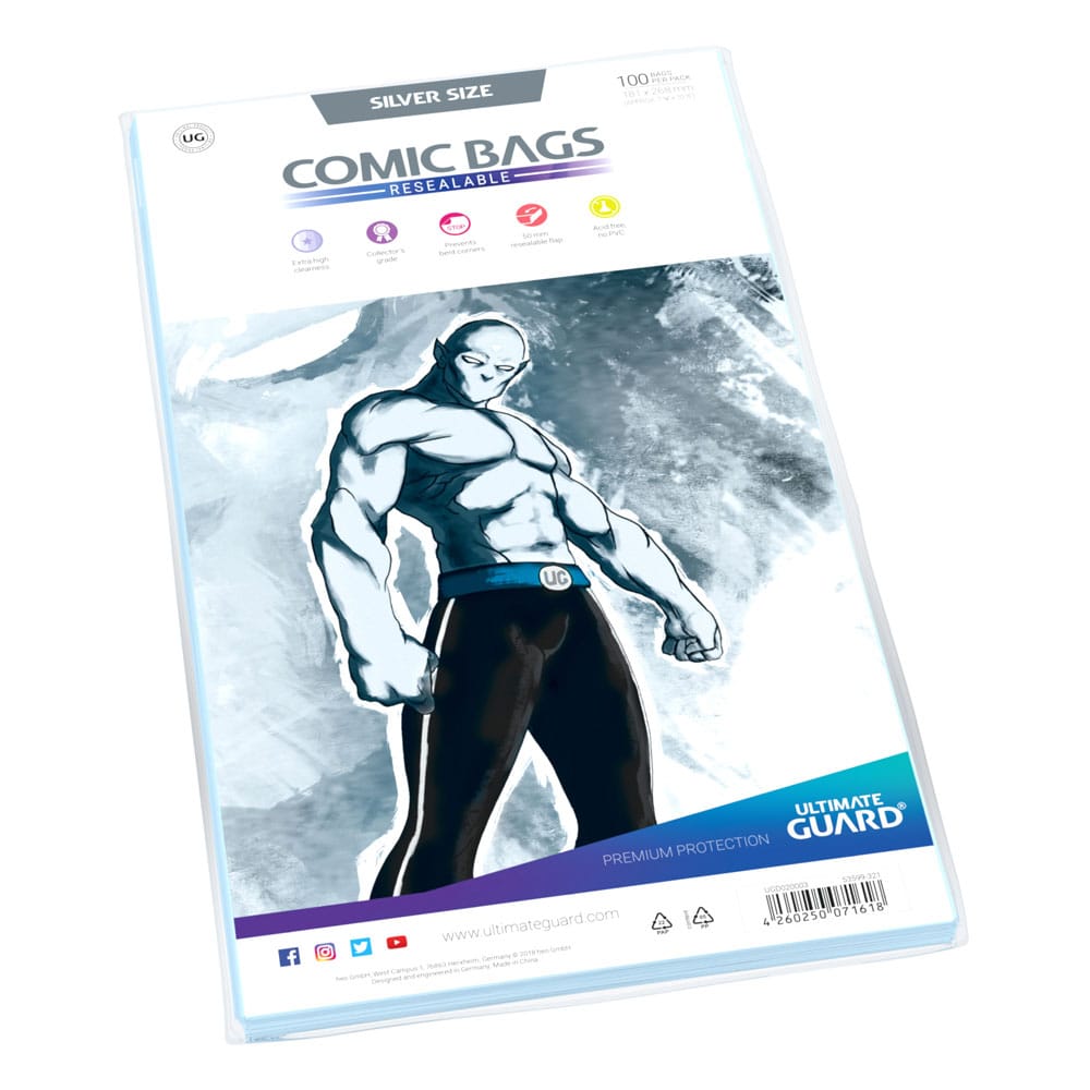 Ultimate Guard Comic Bags Resealable (100) - Silver Size Image 2