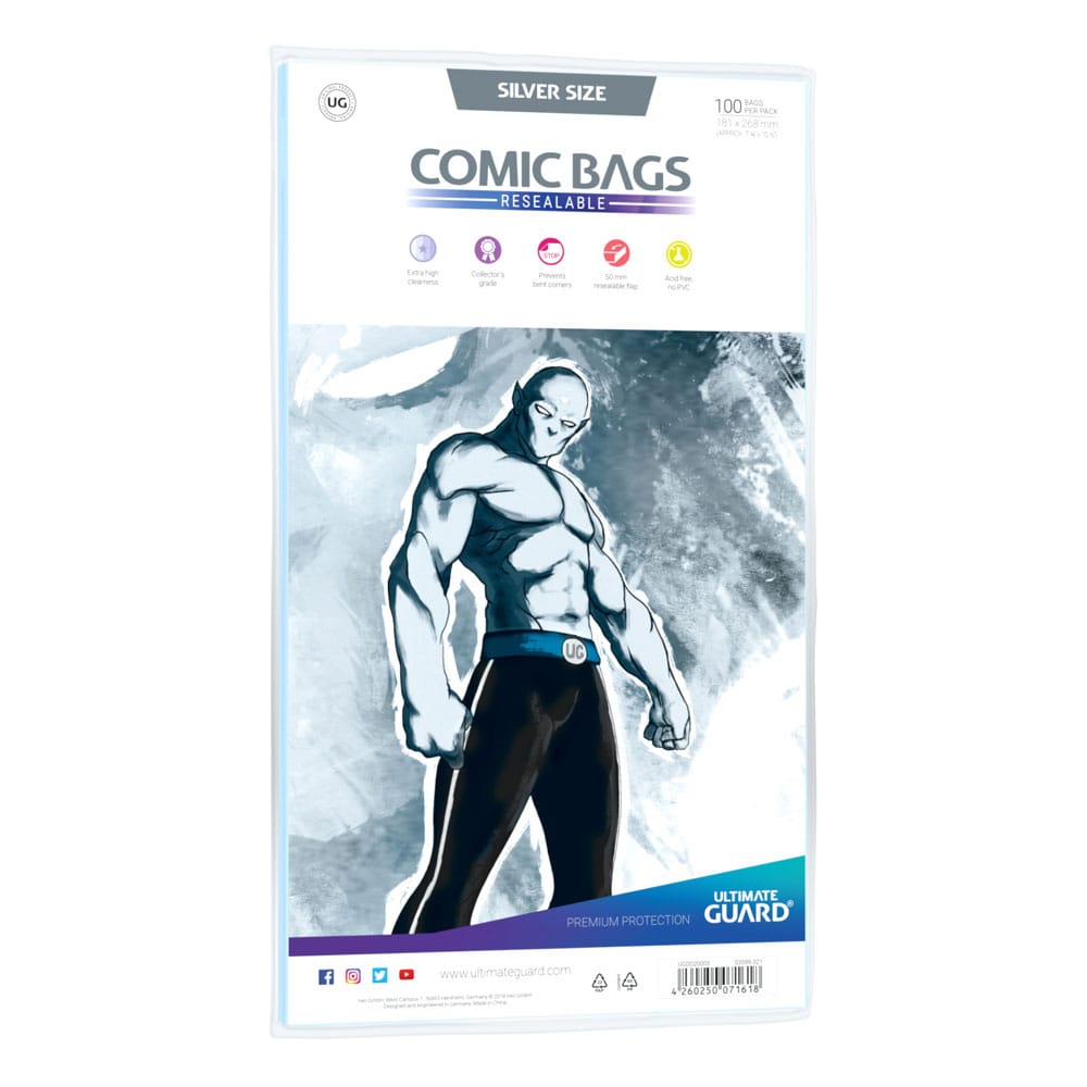 Ultimate Guard Comic Bags Resealable (100) - Silver Size Image 1