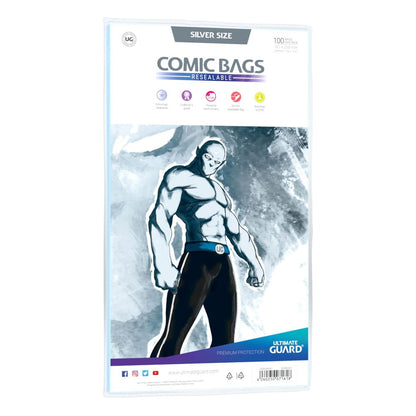 Ultimate Guard Comic Bags Resealable (100) - Silver Size Image 1