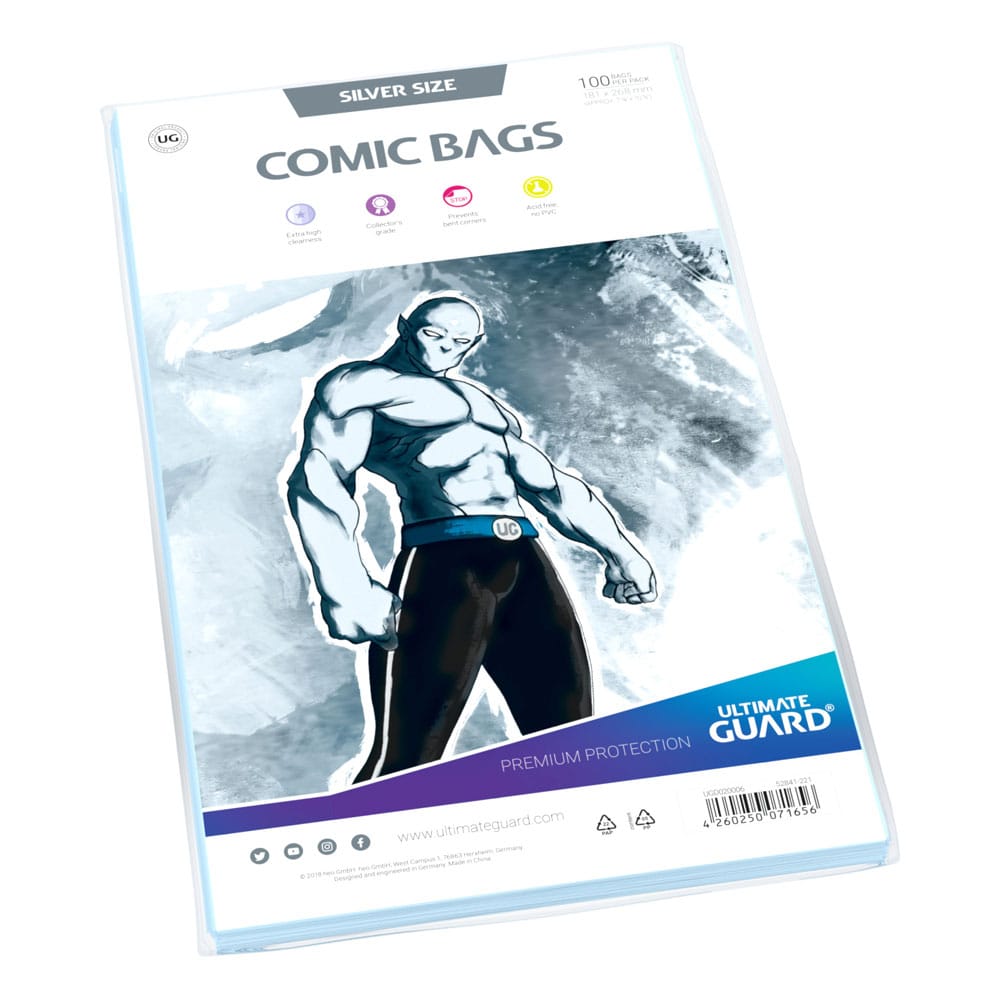Ultimate Guard Comic Bags Standard (100) - Silver Size Image 2