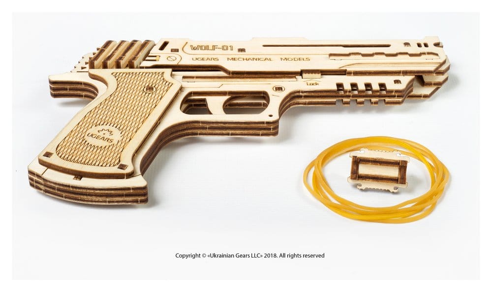 Ugears 3D-Holzpuzzle Wolf-01 Handfeuerwaffe Image 8