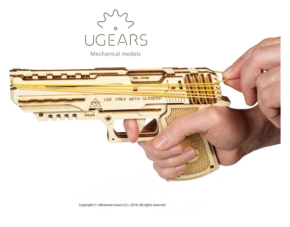 Ugears 3D-Holzpuzzle Wolf-01 Handfeuerwaffe Image 11