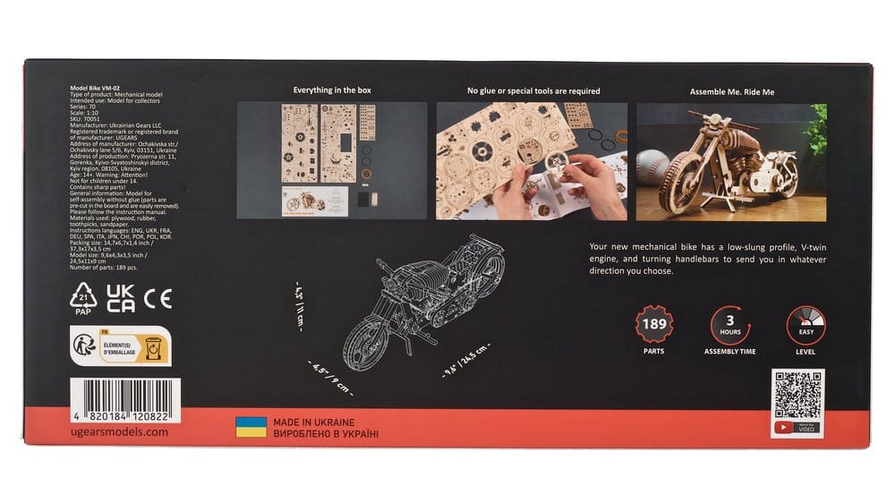 Ugears 3D-Holzpuzzle Motorrad VM-02 Image 13