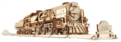 Ugears 3D-Holzpuzzle V-Express Dampflokomotive mit Schlepptender Image 1