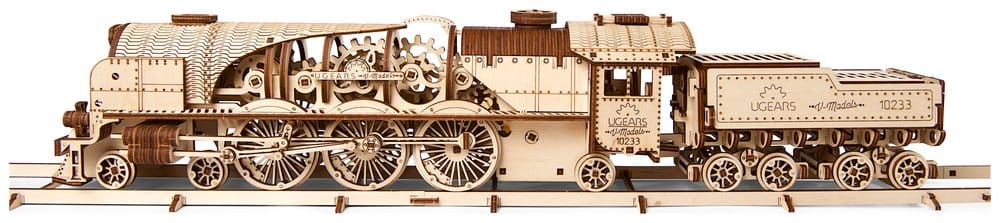 Ugears 3D-Holzpuzzle V-Express Dampflokomotive mit Schlepptender Image 5