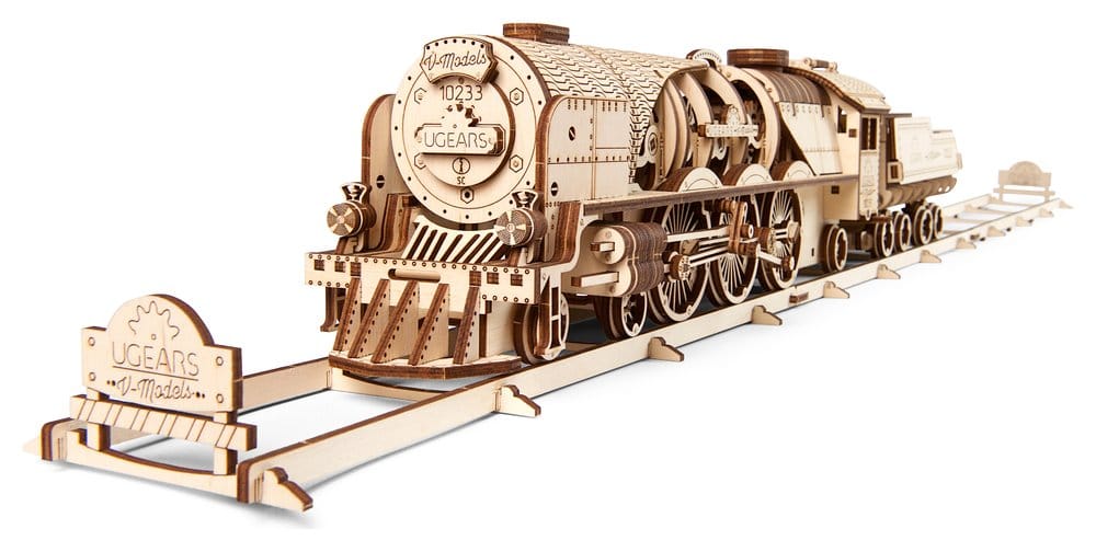 Ugears 3D-Holzpuzzle V-Express Dampflokomotive mit Schlepptender Image 7