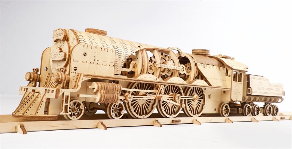 Ugears 3D-Holzpuzzle V-Express Dampflokomotive mit Schlepptender Image 11
