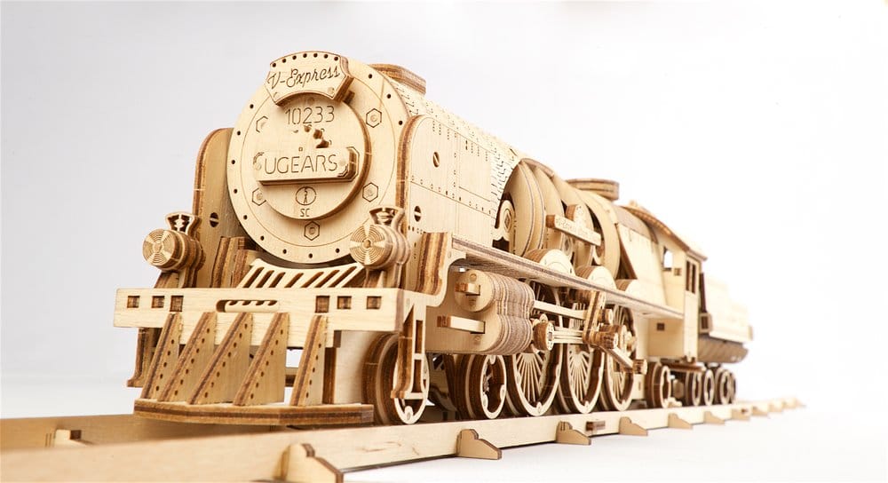 Ugears 3D-Holzpuzzle V-Express Dampflokomotive mit Schlepptender Image 12
