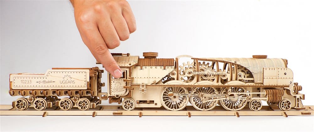 Ugears 3D-Holzpuzzle V-Express Dampflokomotive mit Schlepptender Image 13