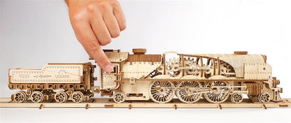 Ugears 3D-Holzpuzzle V-Express Dampflokomotive mit Schlepptender Image 13