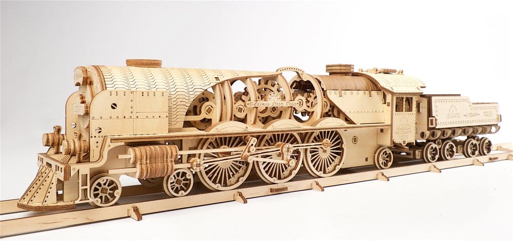 Ugears 3D-Holzpuzzle V-Express Dampflokomotive mit Schlepptender Image 14