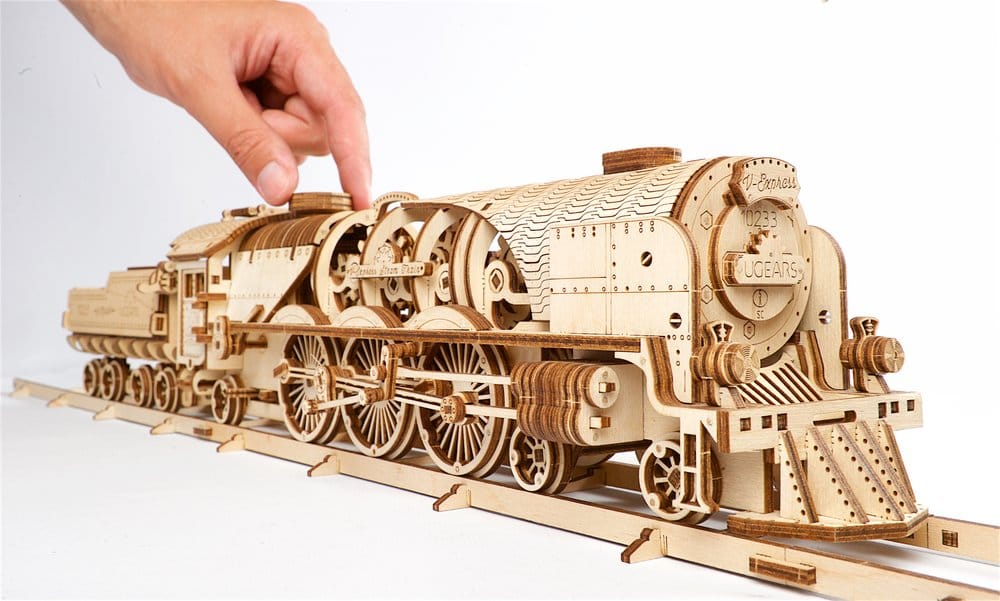 Ugears 3D-Holzpuzzle V-Express Dampflokomotive mit Schlepptender Image 15