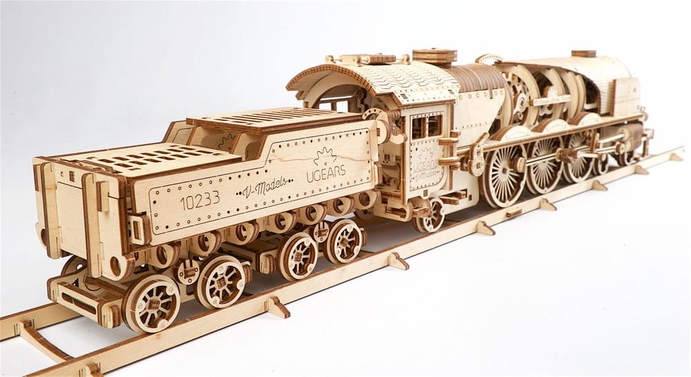 Ugears 3D-Holzpuzzle V-Express Dampflokomotive mit Schlepptender Image 17