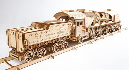 Ugears 3D-Holzpuzzle V-Express Dampflokomotive mit Schlepptender Image 17