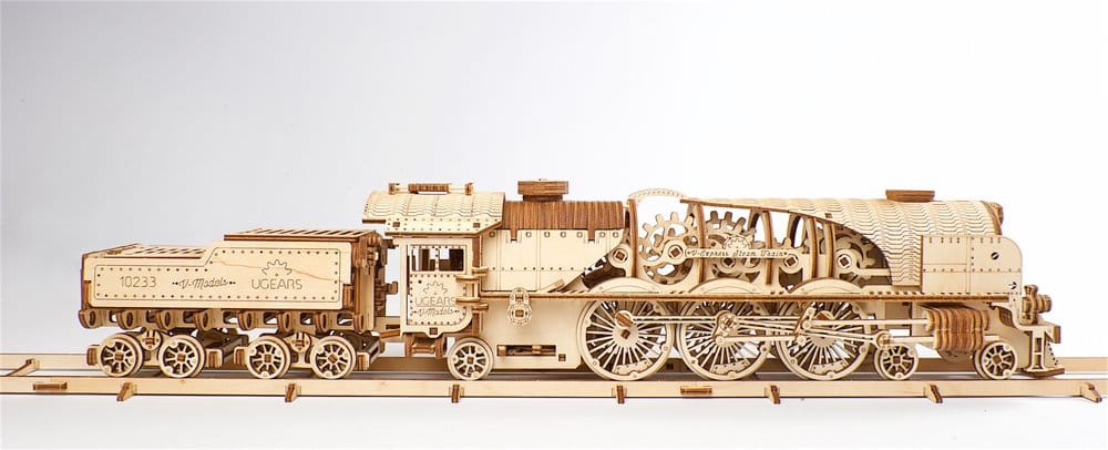 Ugears 3D-Holzpuzzle V-Express Dampflokomotive mit Schlepptender Image 18