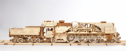 Ugears 3D-Holzpuzzle V-Express Dampflokomotive mit Schlepptender Image 18