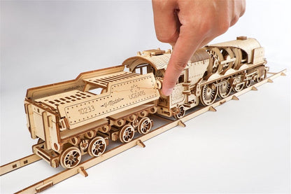 Ugears 3D-Holzpuzzle V-Express Dampflokomotive mit Schlepptender Image 21