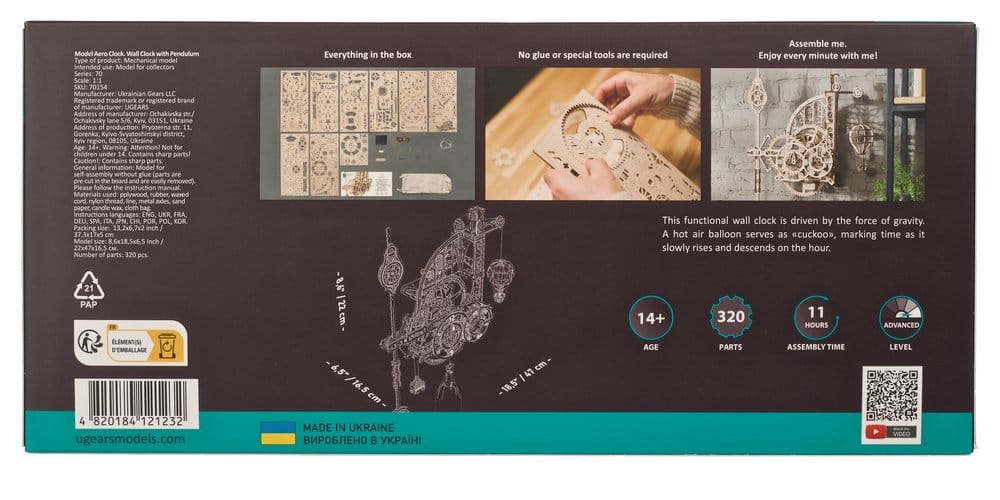 Ugears 3D-Holzpuzzle Aero-Uhr Image 26