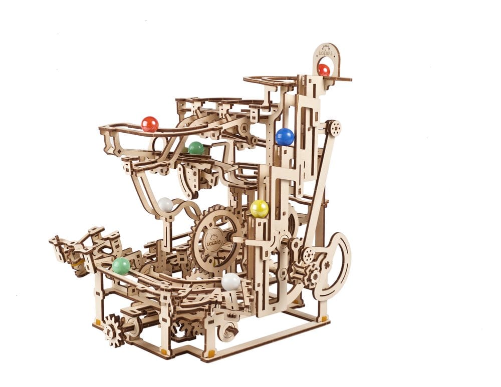 Ugears 3D-Holzpuzzle Murmelbahn mit Stufenwinde Image 1