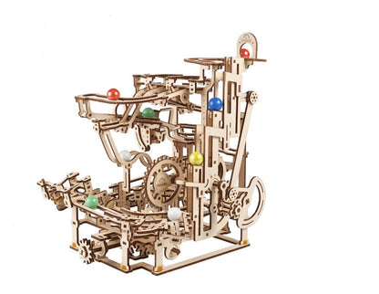 Ugears 3D-Holzpuzzle Murmelbahn mit Stufenwinde Image 1