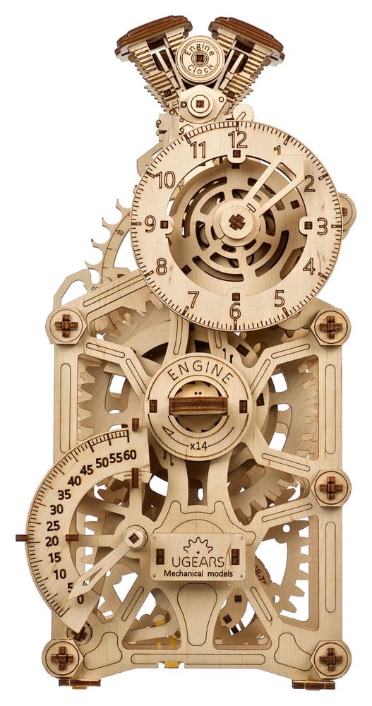 Ugears 3D-Holzpuzzle Motoren-Uhr Image 1