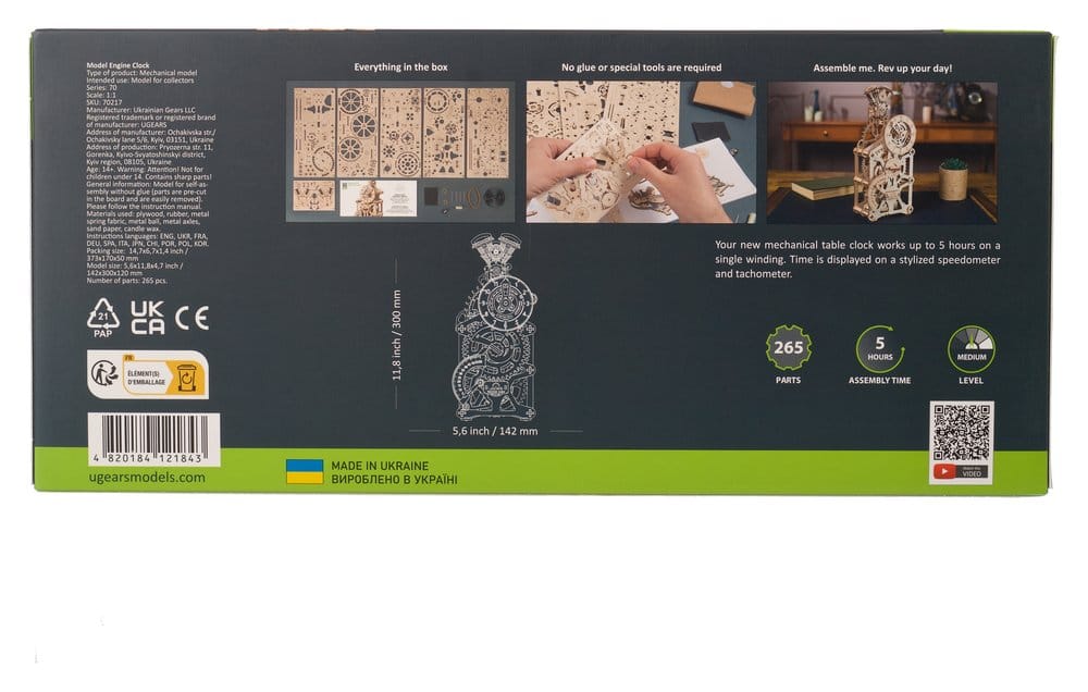 Ugears 3D-Holzpuzzle Motoren-Uhr Image 25