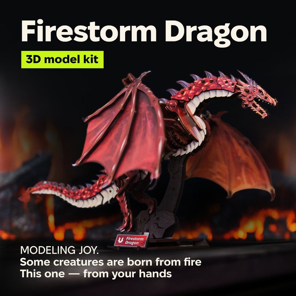 Ugears 3D Modellbausatz aus Holz Firestorm Dragon 43 cm Image 8