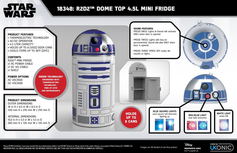 Star Wars Thermoelectric Cooler Mini Kühlschrank R2D2 4,5 l Image 3
