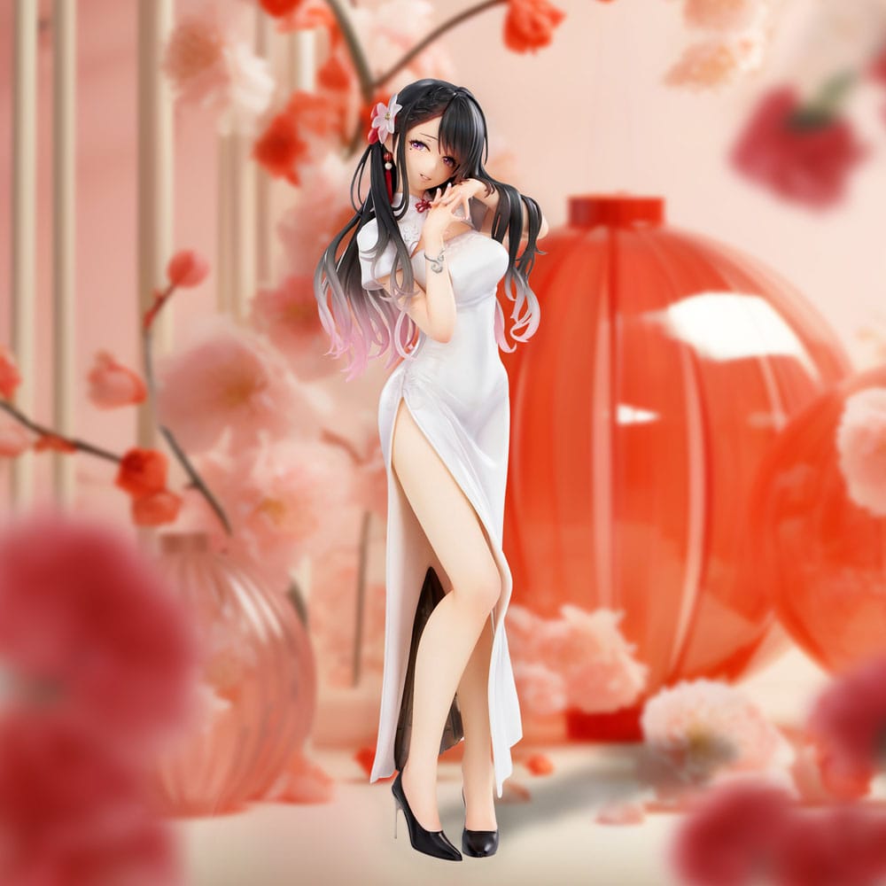 Original Illustration PVC Statue Mai Okuma illustration Healing-type white chinese dress lady 26 cm Image 2