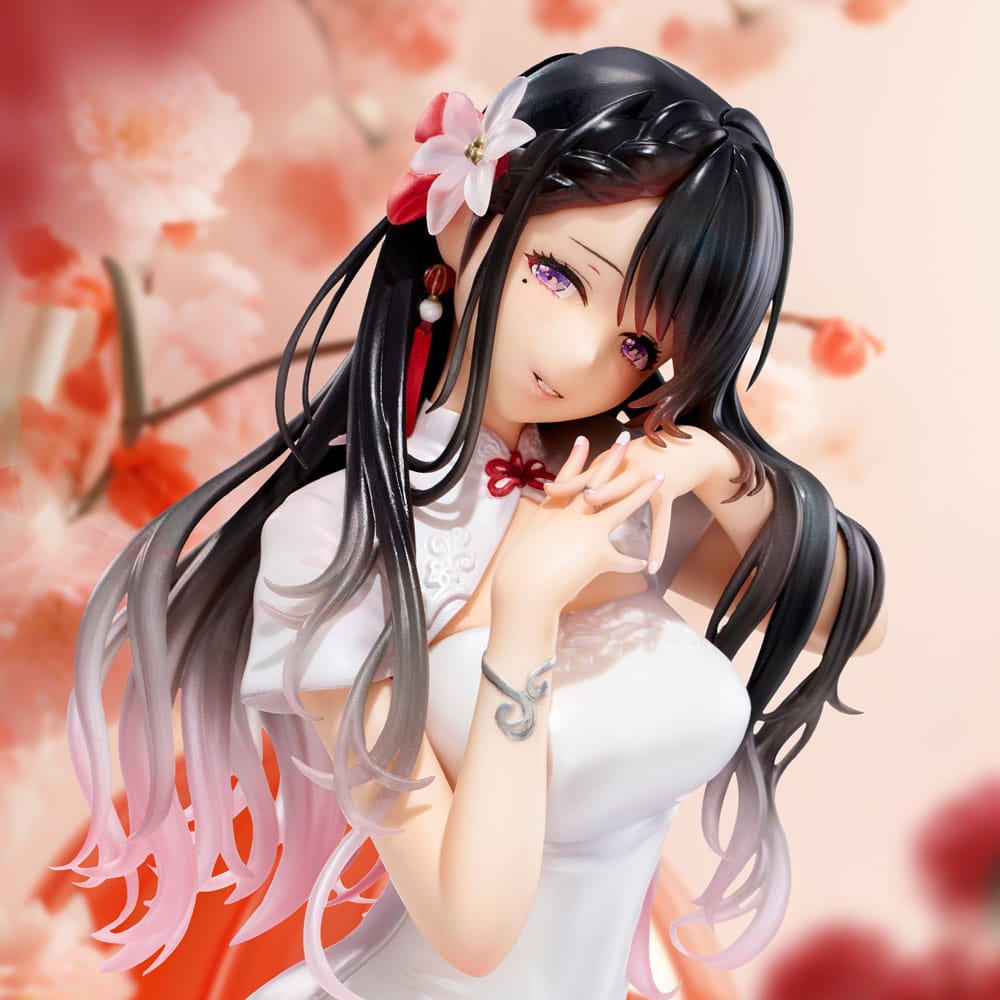 Original Illustration PVC Statue Mai Okuma illustration Healing-type white chinese dress lady 26 cm Image 3