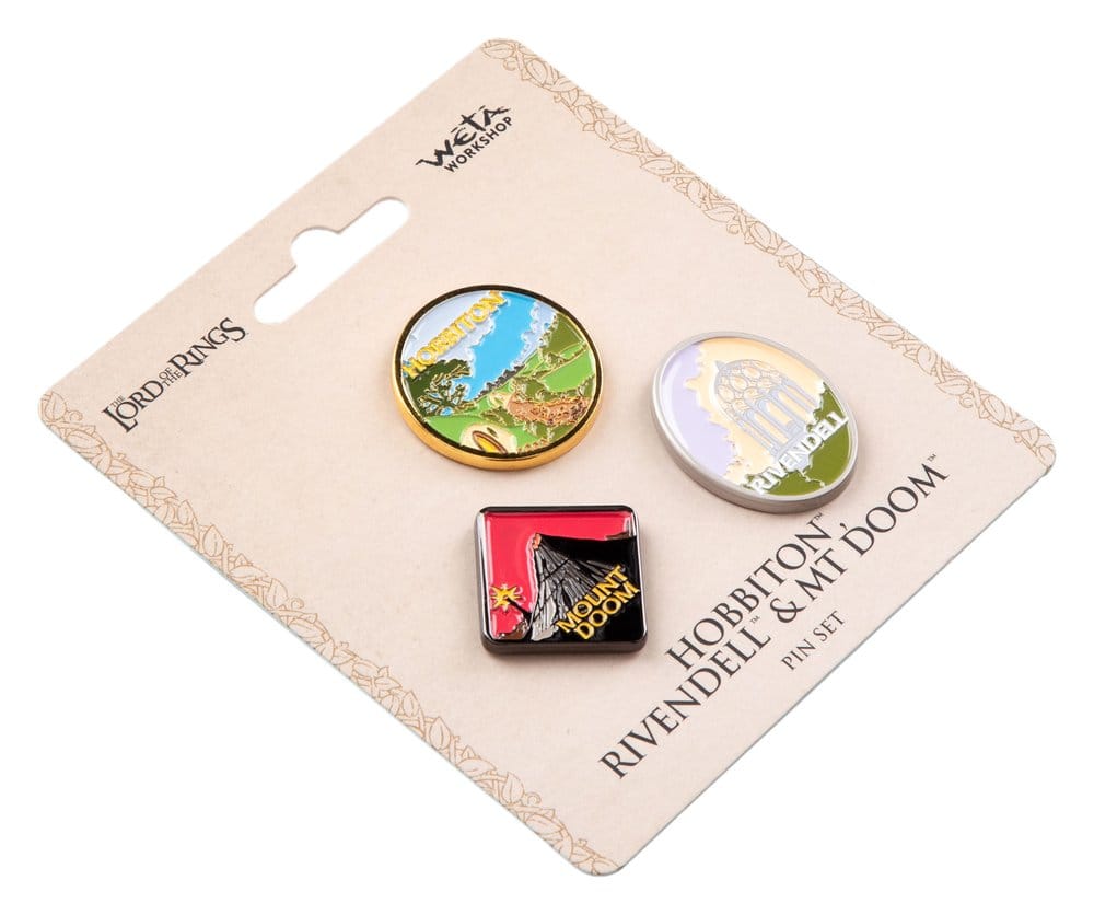 Herr der Ringe Trilogie Pin-Set Hobbiton, Rivendell & Mount Doom Image 3