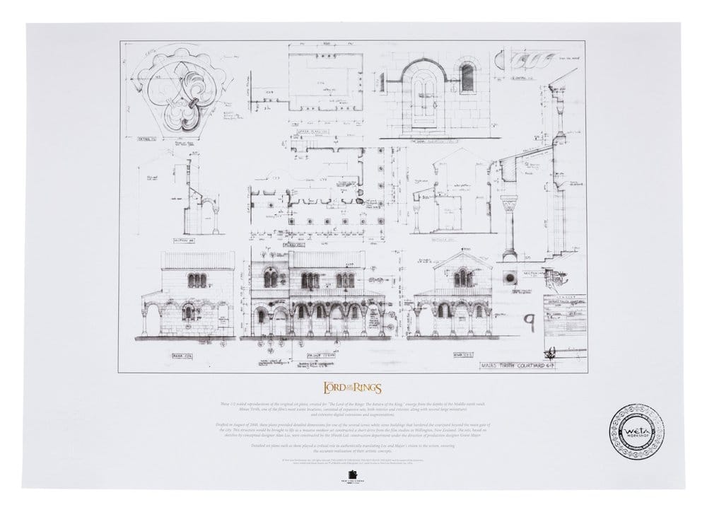 Herr der Ringe Bauplan Kunstdruck The Courtyard of Minas Tirith 59 x 42 cm Image 1