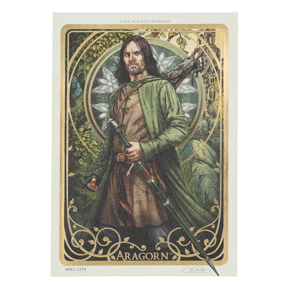 Herr der Ringe Kunstdruck Aragorn Art Card 14 x 21 cm Limited Edition Image 1