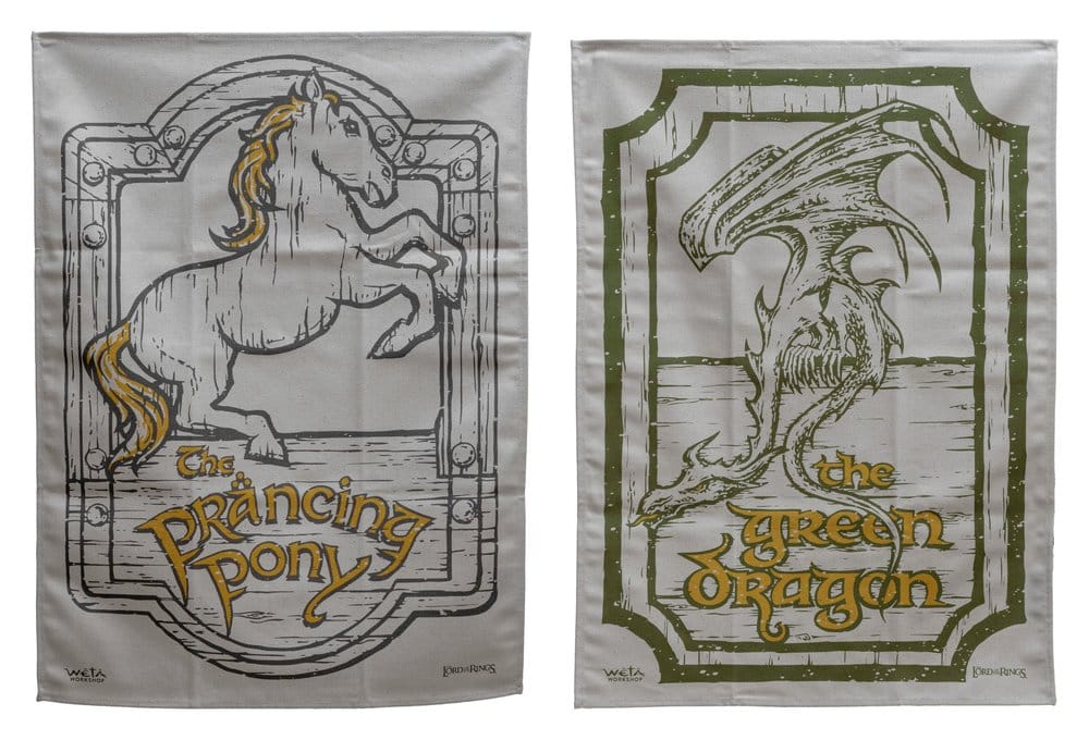 Herr der Ringe Geschirrtuch 2er Pack Green Dragon & Prancing Pony 69 cm Image 1