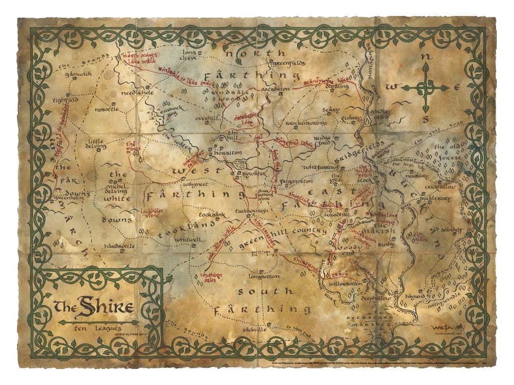 Der Hobbit Kunstdruck Map of the Shire 74 x 54 cm Image