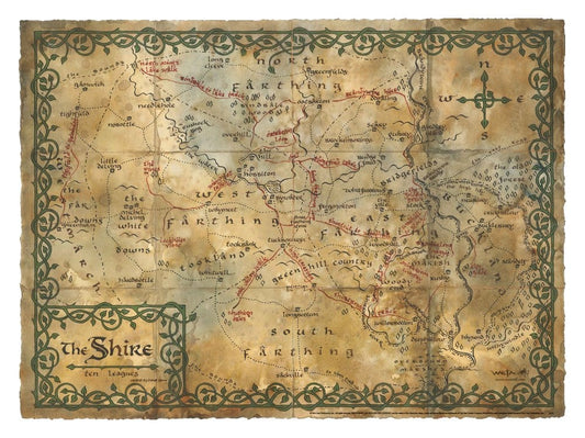 Der Hobbit Kunstdruck Map of the Shire 74 x 54 cm Image
