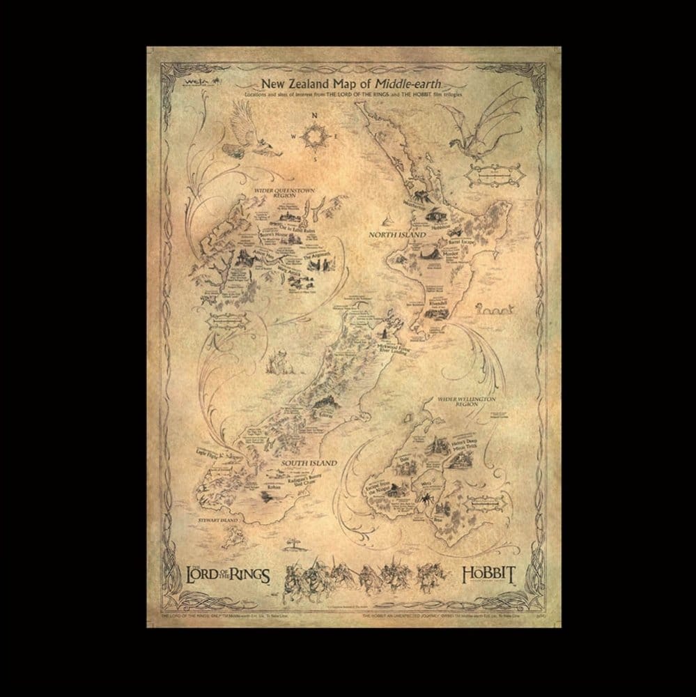 Der Hobbit Kunstdruck New Zealand Map of Middle Earth 50 x 70 cm Image 2
