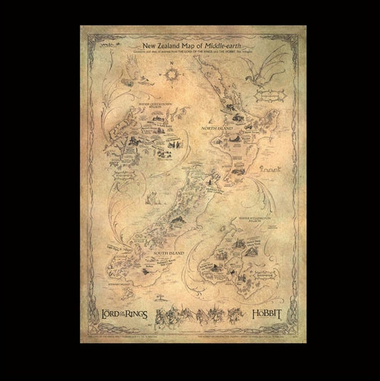Der Hobbit Kunstdruck New Zealand Map of Middle Earth 50 x 70 cm Image 2