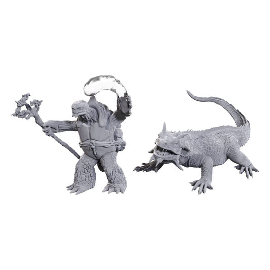 D&D Nolzur's Marvelous Miniatures Miniaturen unbemalt Tortle Druid & Wild Shape Giant Lizard Image 1