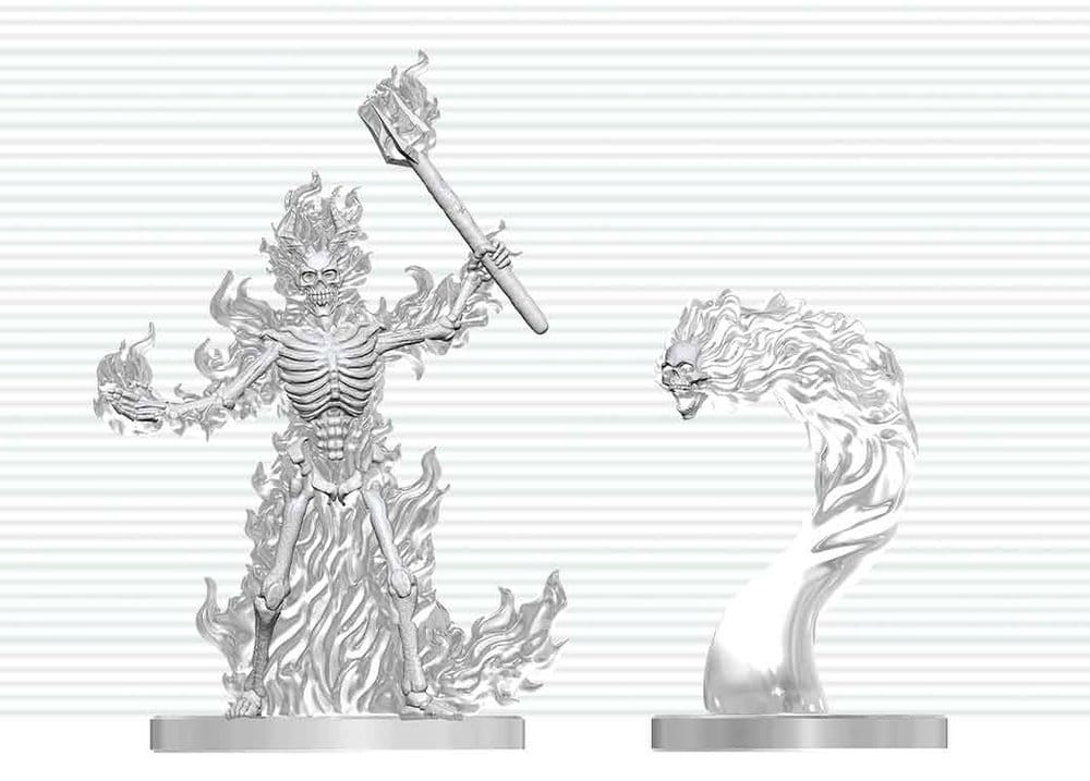 Dungeons & Dragons Nolzur's Marvelous Miniatures Miniatur unbemalt Flammendes Skelett & Flammenschädel 14 cm Image 1
